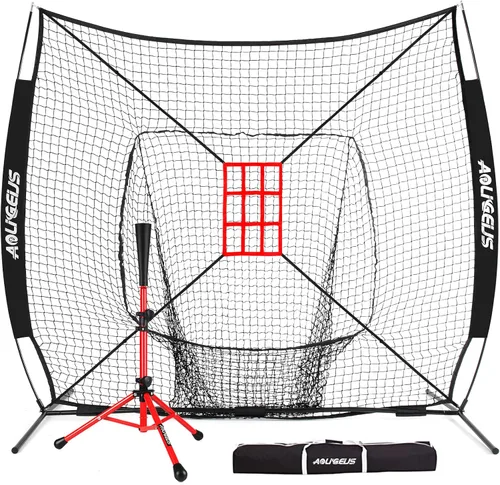 Vista 11 de 7'X7' Baseball Softball Practice Net,Pitching Net,Batting Net,with Baseball Tee,Bonus Strike Zone and Bow Frame,for Hitting,Pitching, Catching