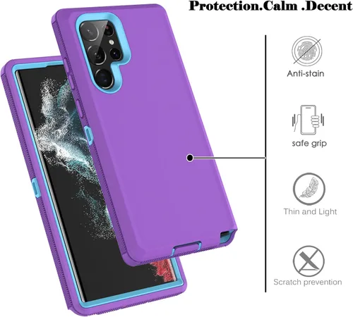 Vista 7 de Funda para Samsung Galaxy S22 Ultra de 6.8 pulgadas, triple capa de alta resistencia, protección contra caídas a prueba de golpes, funda protectora