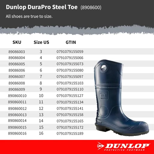 Vista 8 de Dunlop 8908603 Durapro - Botas con puntera de acero de seguridad, material de PVC de polimezcla 100% impermeable, cómodas plantillas energizantes