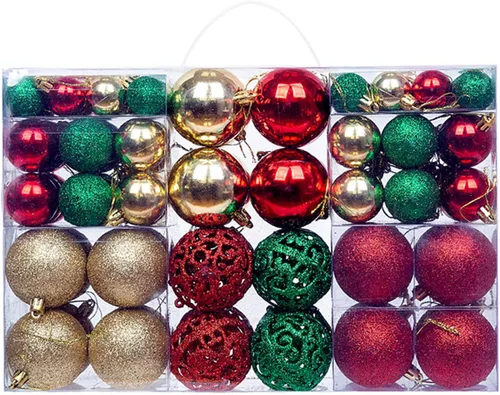 Vista 4 de 100 adornos navideños para árbol de Navidad con lentejuelas, adornos colgantes para decoración de fiestas (negro, 100 unidades)