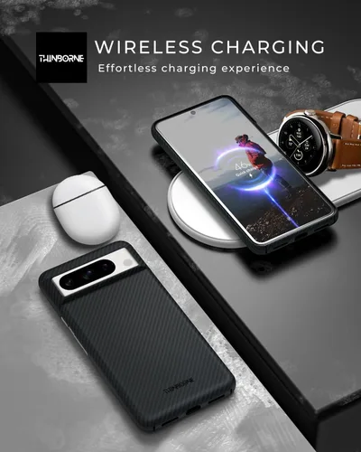 Vista 5 de Thinborne - Funda superfina para Google Pixel 8 Pro, fibra de aramida 600D más fina, se siente como si no hubiera funda, estilo minimalista