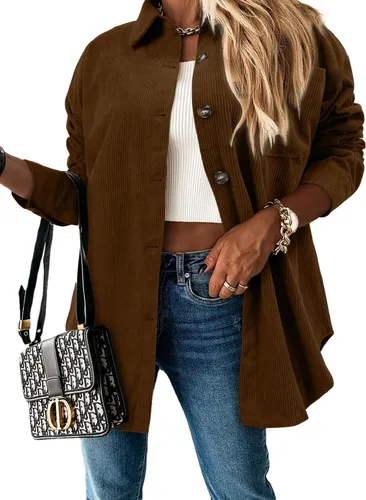 Vista 110 de ZOLUCKY Chaqueta de manga larga con botones para mujer, talla grande, blusas