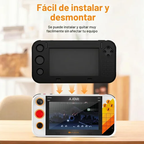 Vista 4 de Funda para Atari Gamestation Go,NOUKAJU Game Console Case,Anti-Drop,Scratch,Shock,Funda protectora de silicona para Atari Gamestation Go Game Negro