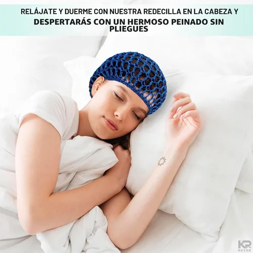 Vista 6 de KETAR 4 redes para el cabello para dormir, 5.5 x 7, gorra de malla viscosa Red para el cabello para prensa de seda; suave y cómoda para un uso