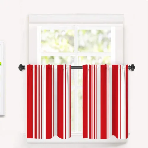 Vista 57 de Cortinas opacas de poliéster multicapa para cafetería, con diseño de diamantes, 2 unidades, 26 x 24 pulgadas