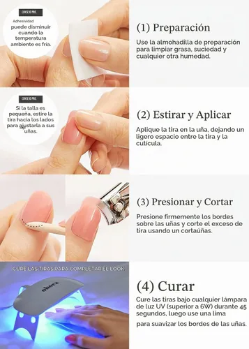 Vista 6 de ohora - Tiras de uñas de gel semicuradas, color marrón, estampado, N azúcar