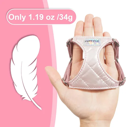 Vista 2 de Puppytie XXS - Arnés y correa para cachorro, rosa brillante, XXS (2.2–6 libras) Puppy Harness for Small Dogs, Designer Extra Small Dog Harness