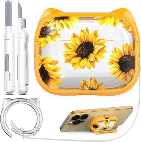 Vista 47 de RFUNGUANGO AirPods Pro Funda Transparente TPU Suave Transparente Blanco