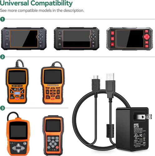 Vista 3 de Adaptador de 5 V + mini cable USB de repuesto para escáner FOXWELL NT301 NT201 NT510 NT604 NT624 NT630 OBD2 escáner de diagnóstico herramienta