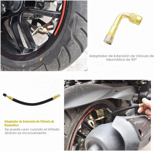Vista 5 de Extensión de válvula de neumático, extensores de vástago de válvula flexible de 8.25 pulgadas con adaptador de extensión de válvula de neumático