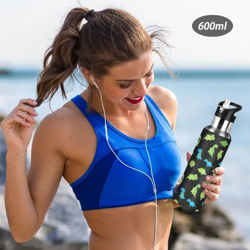 Vista 6 de Botella de agua de acero inoxidable aislada al vacío de 32 onzas, botellas de agua a prueba de fugas para gimnasio, viajes al aire libre, escuela