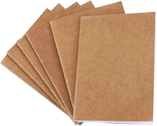 Vista 3 de Paquete de 24 libros en blanco sin forro, mini bolsillo de papel kraft marrón, tapa suave, sin rayas, para viajeros, estudiantes, libros