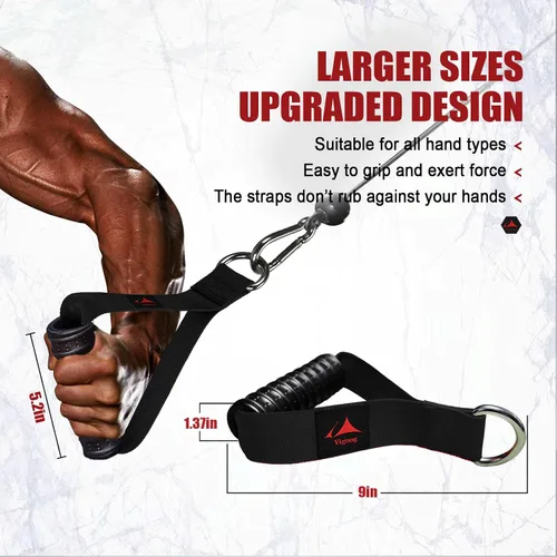 Vista 6 de Heavy Duty Gym Exercise Handles Attachment for Cable Machine,Resistance Band,Pulley System Home Fitness Workout Equipment, with Elastic Rubber Grip