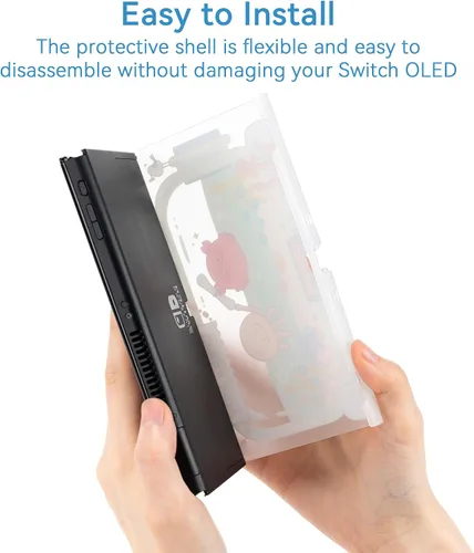 Vista 4 de GeekShare Funda protectora para Switch OLED Cute Marine Animal Theme Slim Cover Case Anti-arañazos Hard Protective Shell Compatible con Nintendo