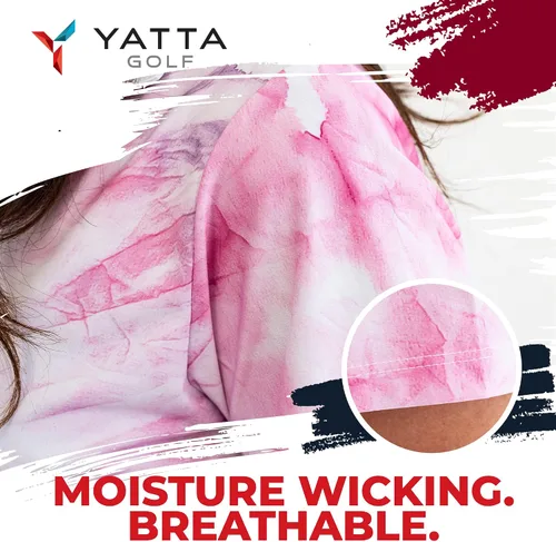 Vista 4 de YATTA GOLF Polo de golf para mujer resistente a las arrugas absorbe la humedad y cuello en V para mujer