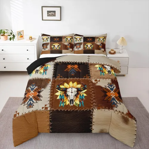 Vista 13 de Erosebridal Southwestern - Juego de edredón tamaño individual, diseño étnico étnico, geométrico, bohemio, azteca, para niños, adolescentes, adultos