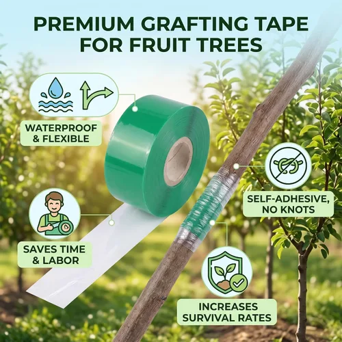 Vista 6 de Cinta autoadhesiva de injerto para plantas, cinta de injerto de polietileno elástica de 328 pies para árboles frutales, flores, bonsái tomate, cinta