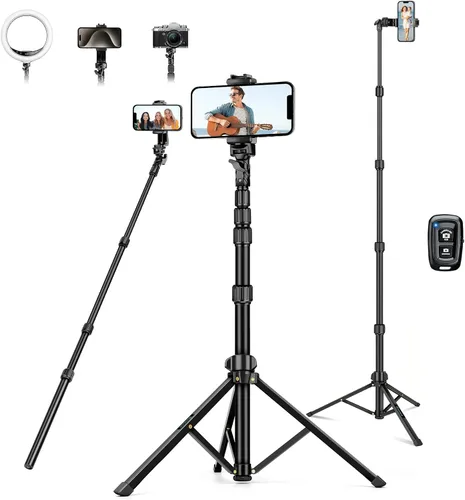 Vista 9 de Nineigh Trípode para Teléfono, Trípode de Palo Selfie de 70", Soporte de Trípode para Teléfono Celular con Control Remoto y Soporte para Teléfono