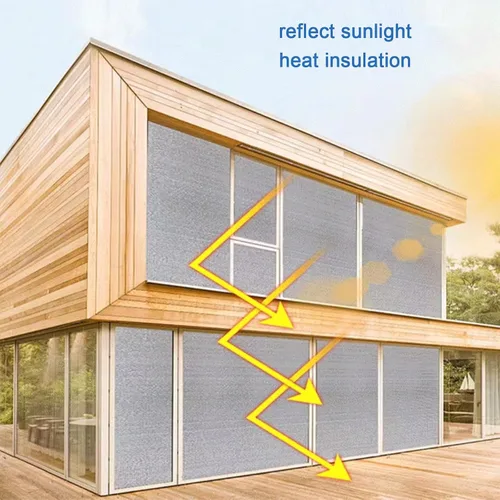 Vista 2 de Película reflectante de protección solar de privacidad no adhesiva, tinte total para ventana, bloqueo solar, aislamiento acústico, resistente al