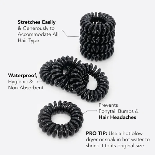 Vista 3 de Kitsch Henna - Coletas para pelo Coiled Plastic Ponytail Holders for Thick and Thin Hair Creaseless and Dent-Free Hair Ties No Damage Phone
