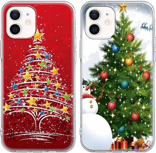 Vista 11 de Paquete de 2 fundas transparentes de Navidad para iPhone 7/8/SE 2020 / SE 2022 de 4.7 pulgadas, árboles de Navidad, resistentes al amarilleo
