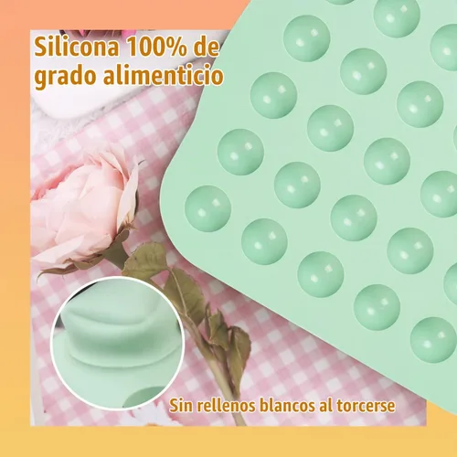 Vista 3 de QELEG Moldes de silicona para bolas de chocolate, paquete de 2 moldes antiadherentes para dulces, tamaño de mordida, media esfera, mousse, molde