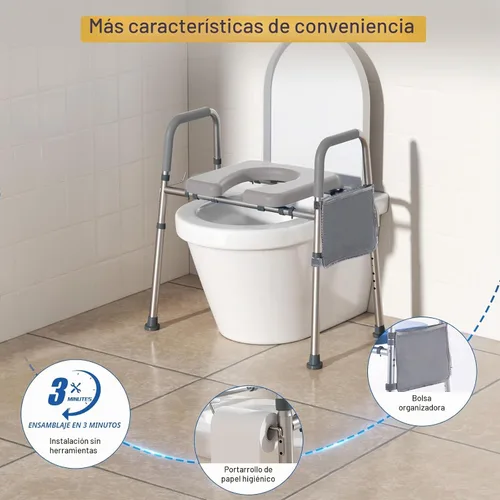 Vista 7 de WHLICKS Asiento elevado para inodoro con asas – Asiento elevado de ancho ajustable, cómodos elevadores de asiento de inodoro acolchados