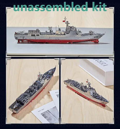 Vista 4 de TECKEEN 1: 1000 kits de barco de metal 3D C22210 055 modelo de destructor simulación buque de combate militar Exposición de ciencia