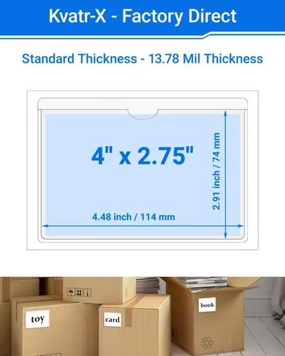 Vista 78 de 30 PCS Clear Self Adhesive Plastic Label Pockets, Top Loading Business & Library Index Card Holders, Peel and Stick Sleeves for Storage Bins, Totes
