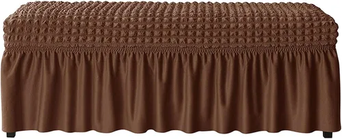 Vista 12 de Funda de banco tapizada elástica de sirsaca para banco de comedor, protector de asiento de banco de comedor con falda, protectores de banco