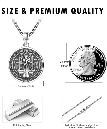 Vista 5 de DOTBJ Collar con colgante de cruz de San MiguelSan CristófaloSan BenitoSan PatricioJesús Amuleto de joyería para hombres y mujeres con cadena Rolo