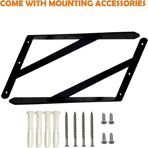 Vista 2 de CLT Soporte de estante negro, 8 pulgadas, carga máxima: 220 libras, soporte rígido minimalista resistente para banco de mesa, kit de herramientas