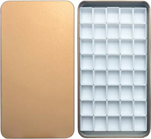 Vista 13 de FCLUB Paleta de latas de acuarela con 20 bandejas vacías completas con rayas magnéticas DIY tu kit de acuarela de viaje