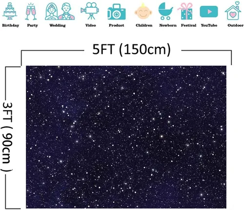 Vista 3 de Cielo Nocturno Estrella Universo Espacio Tema Estrellado Foto Fondo Galaxia Estrellas Niños o Niñas Fiesta de Cumpleaños Fondos Fotografía Telón