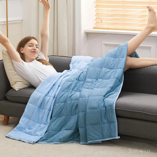 Vista 16 de Satwip - Manta con peso de 10 libras tamaño individual, manta con peso refrescante para personas que duermen calientes, jersey de moiré fresco