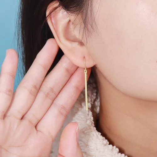 Vista 6 de Juego de 2 aretes de barra y collar con colgante en Y, collar de Lariat, aretes largos para mujer