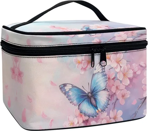 Vista 26 de doginthehole Bolsa de maquillaje, bolsa de cosméticos de viaje, bolsa de aseo portátil grande, organizador de accesorios para mujeres y niñas