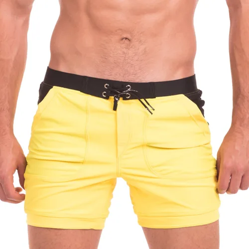 Vista 7 de Taddlee Traje de baño para hombre, trajes de baño sólidos básicos largos boxeadores Azul
