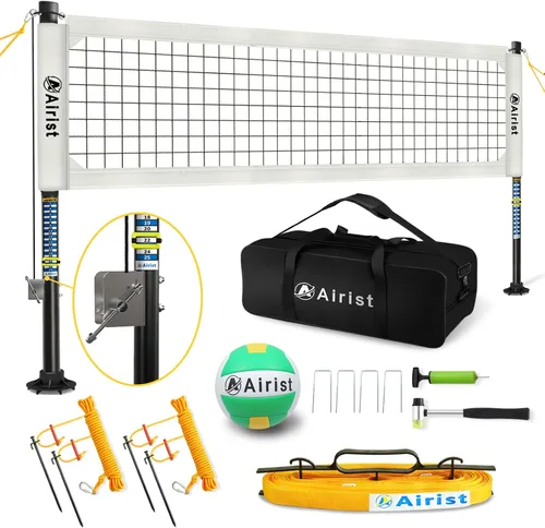 Vista 11 de Red de Voleibol de Servicio Pesado para Exteriores con Sistema de Acero Anti-Combado, Postes de Aluminio Ajustables, Juego de Redes Profesionales