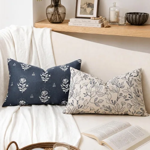Vista 30 de SageSelvas Fundas de almohada decorativas florales de 18 x 18 pulgadas, juego de 2, fundas de almohada de estilo rústico costero azul para sofá