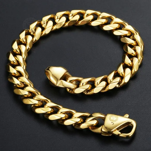 Vista 3 de Trendsmax Pulsera de cadena de eslabones cubanos de acero inoxidable 316L de 0.433in0.591in, para hombre, regalos para hombres y niños, 8, 9, 10