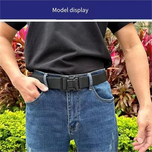 Vista 2 de 1.5 in nuevo doble liberación rápida aleación de aluminio hebilla nylon cinturón táctico hombres