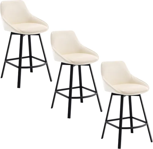 Vista 13 de Flouki Taburetes de bar con altura de mostrador, juego de 3 taburetes de bar giratorios negros para isla de cocina, taburetes de mostrador modernos