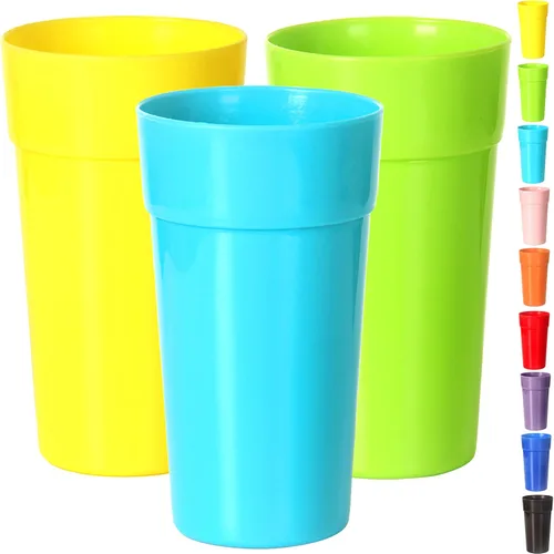 Vista 6 de Youngever Paquete de 9 vasos de plástico, vasos irrompibles, vasos de plástico en 9 colores surtidos (22 onzas)