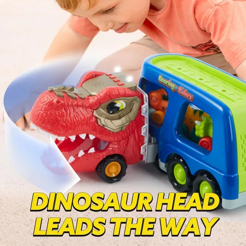 Vista 8 de JOYIN Juguetes de Camión de Dinosaurios para Niños, Juguetes para Niños de 3, 4 y 5 Años, Juguete de Camión Transportador de Dinosaurios con 6