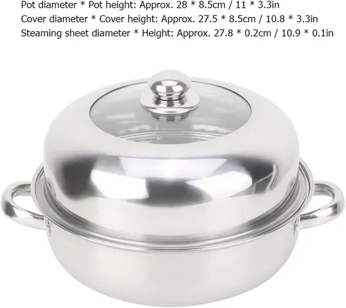 Vista 5 de Olla de vapor multifuncional de acero inoxidable de una sola capa, olla de vapor de alimentos olla olla de vapor para el hogar olla para cocinar