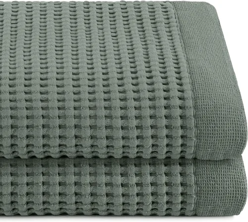 Vista 53 de GILDEN TREE Toalla de baño tipo waffle de secado rápido, toallas de baño delgadas de lujo, toallas de baño 40x80 grandes, estilo moderno (crema)