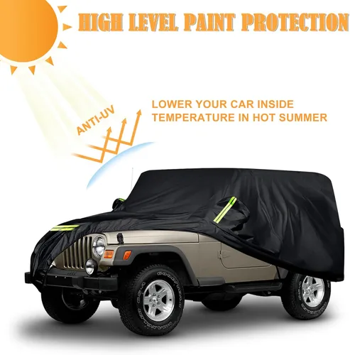 Vista 8 de Fundas impermeables de automóvil de repuesto para Jeep Wrangler 1987-2006 de 2 puertas, 6 capas para todo tipo de clima, ajuste personalizado