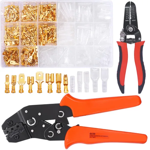 Vista 12 de Twidec/360Pcs 2.8/4.8/6.3mm Kit surtido de terminales de engarce rápido con conectores de pala macho y hembra, bloque de terminales de engarce
