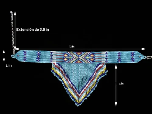 Vista 8 de Collar de Gargantilla de Estilo Nativo con Cuentas de Semillas Trenzadas Azul